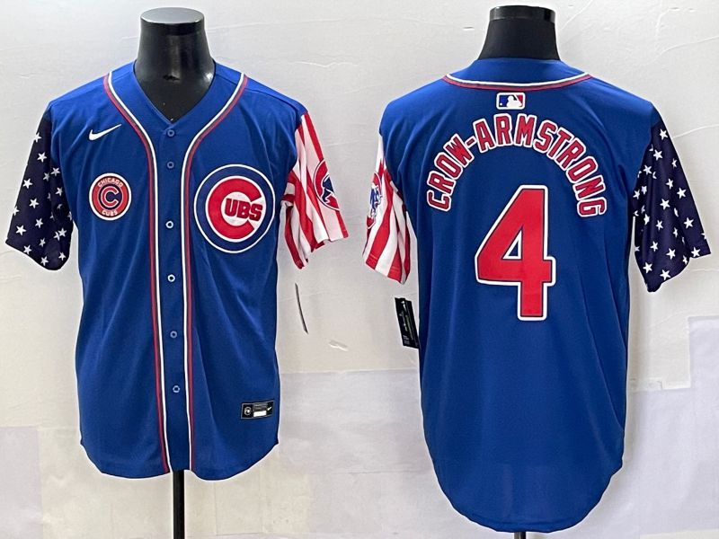 Men 2025 Chicago Cubs #4 Crow-Armstrong Blue a generation of national flags Joint Name Nike MLB Jersey style 6->chicago cubs->MLB Jersey